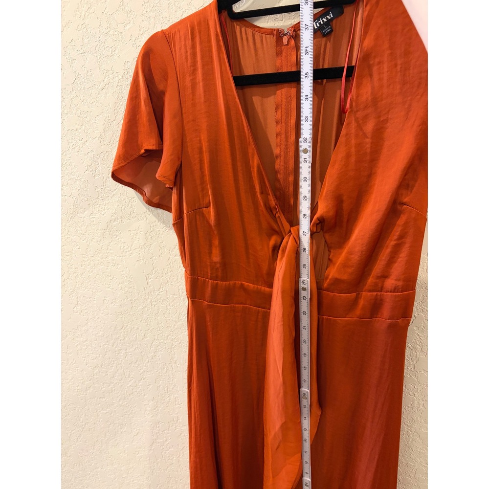 Trixxi Womens Rust Orange Tie Front High Low Midi Dress Short Sleeve Size L - Picture 6 of 8